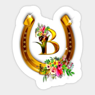 Letter B Name Initial and Horseshoe Sticker